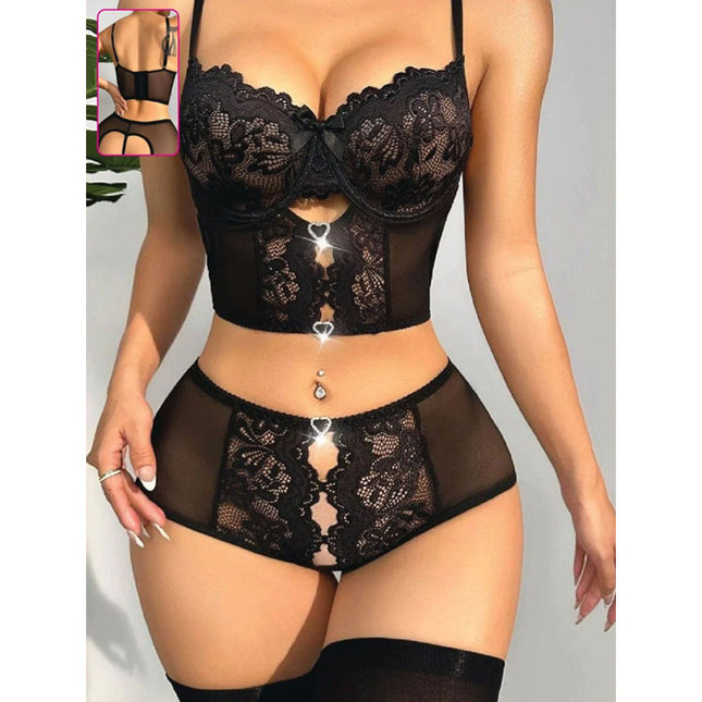 Kalça Dekolteli, Özel Bölgeri Açik, Siyah Seksi Takim