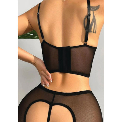 Kalça Dekolteli, Özel Bölgeri Açik, Siyah Seksi Takim