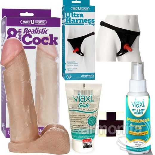 Belden Baglamali 8 inc Realistic Cock Süper Set