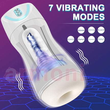 Titresim ve Itilme Modu Otomatik Sarjli Erkek Mastürbasyon USB Sarjli