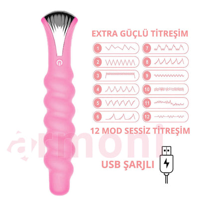 Dalgali Gövdeli G Noktasi Vibratörü – 12 Mod, Sessiz ve Güçlü Titresimli 20cm X 14 cm X 4cm