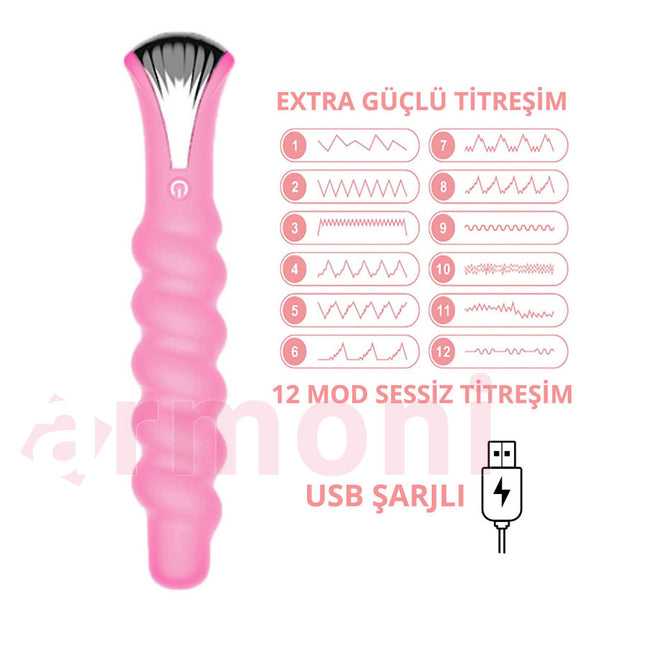 Dalgali Gövdeli G Noktasi Vibratörü – 12 Mod, Sessiz ve Güçlü Titresimli 20cm X 14 cm X 4cm