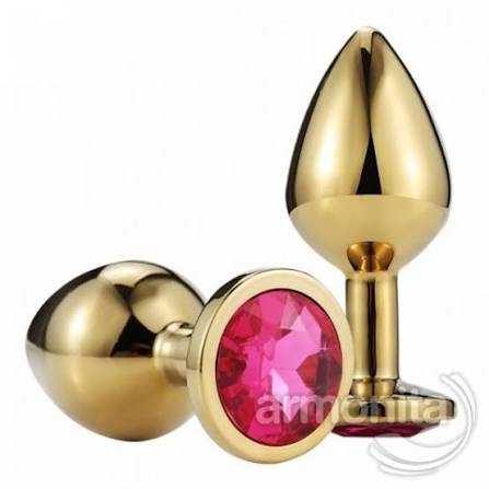 Gold Kirmizi Tasli Metal Anal Tapa Large