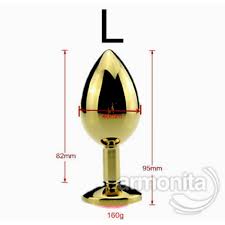 Gold Kirmizi Tasli Metal Anal Tapa Large