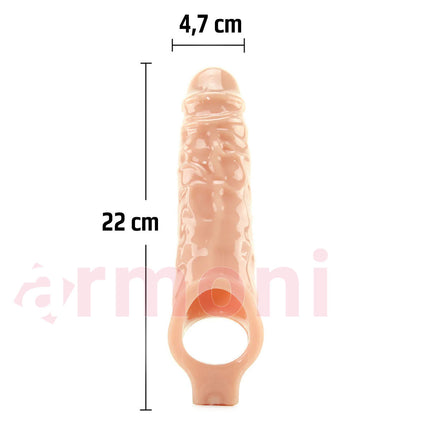 Testislerden Baglamali Uzatmali Penis Kilifi 19cmX4,7cm ve 3,5 cm Uzatma
