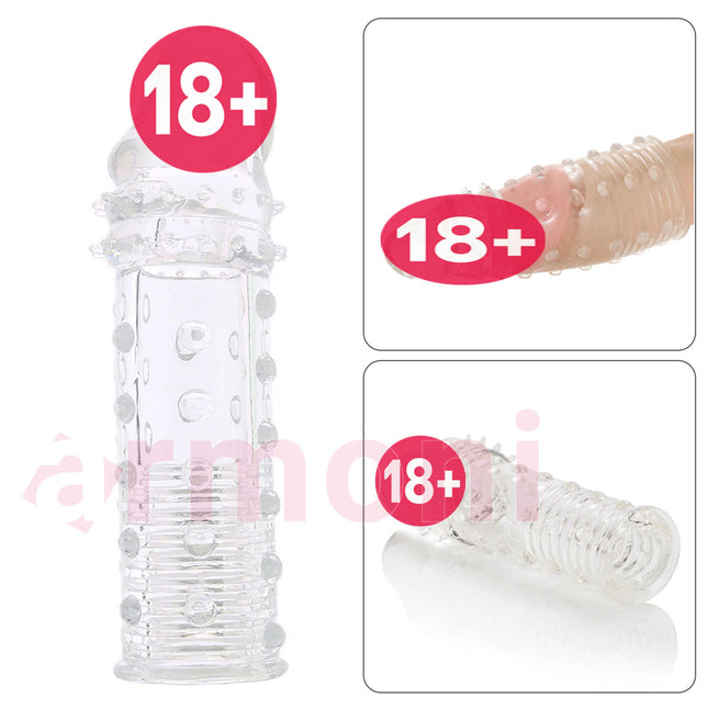 Tirtikli Seffaf Uzatmali Penis Kilifi 15cm uzunluk 3 cm Uzatma