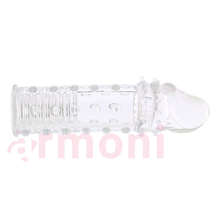 Tirtikli Seffaf Uzatmali Penis Kilifi 15cm uzunluk 3 cm Uzatma