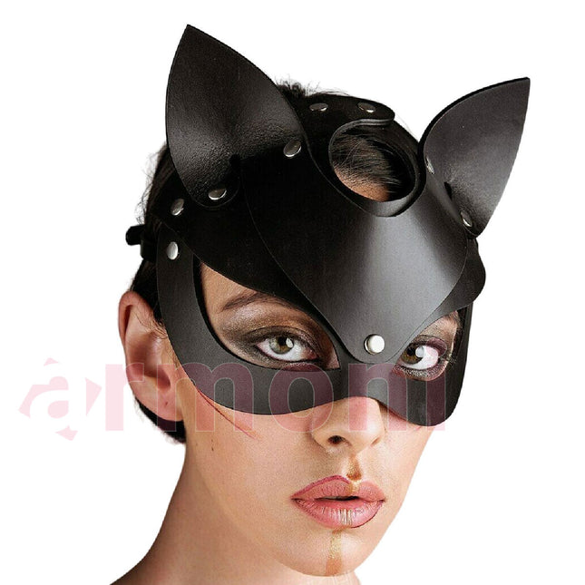 Kafaya Geçirmeli Kulakli Suni Deri Kedi Maske