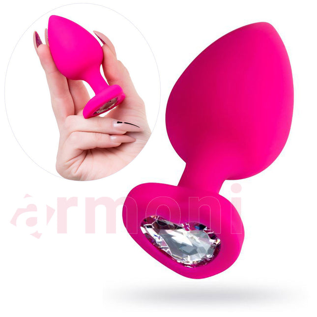 Diamond Heart Silikon Anal Tapa ve Tikaç Pembe 7cm X 2cm