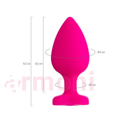 Diamond Heart Silikon Anal Tapa ve Tikaç Pembe 7cm X 2cm