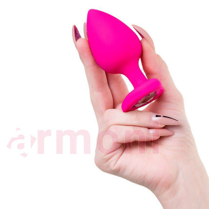 Diamond Heart Silikon Anal Tapa ve Tikaç Pembe 7cm X 2cm