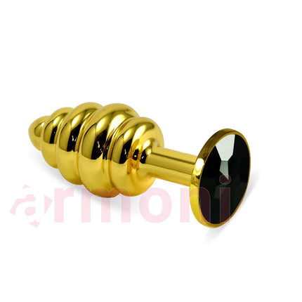 Mor Tasli Gold Spiral Metal Anal Tapa 8,4cm X 3,2cm