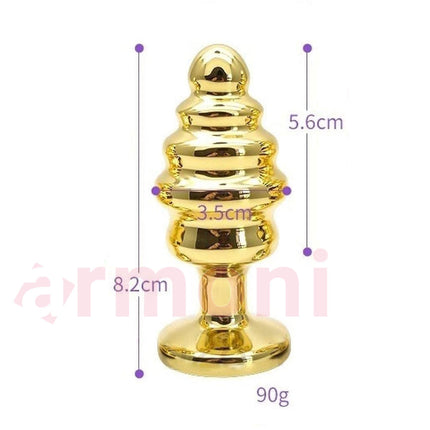 Mor Tasli Gold Spiral Metal Anal Tapa 8,4cm X 3,2cm