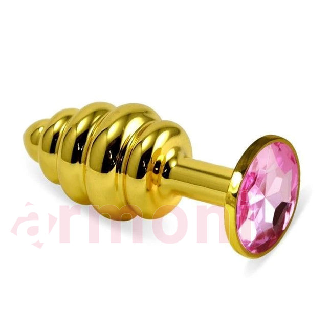 Mor Tasli Gold Spiral Metal Anal Tapa 8,4cm X 3,2cm