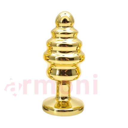 Mor Tasli Gold Spiral Metal Anal Tapa 8,4cm X 3,2cm