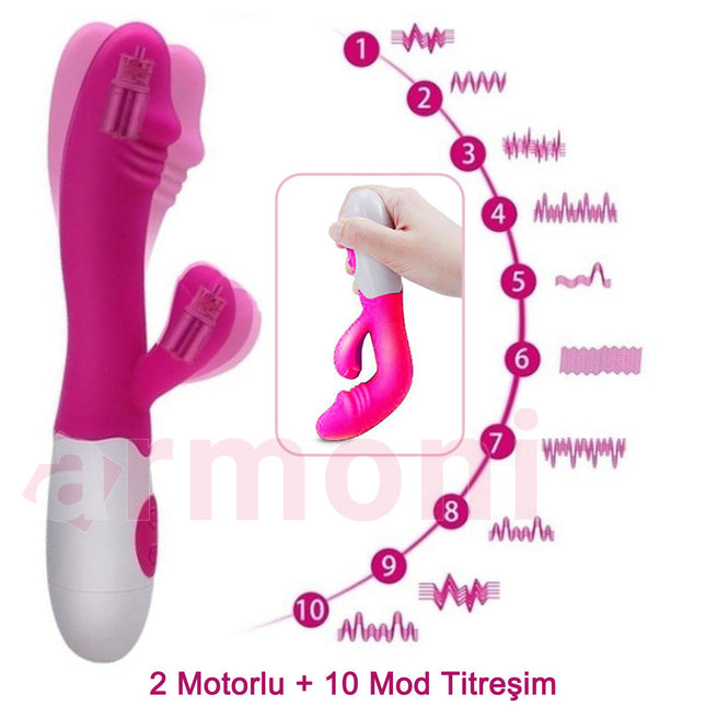 Çift Uyarimli G Noktasi Tavsan Vibratörü – 12 Fonksiyonlu  19cm X 10cm X 3 cm