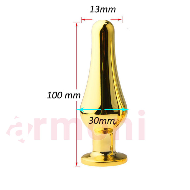 Lazer Kesim Yumusatilmis Oval Uçlu Metal Tasli Anal Tapa