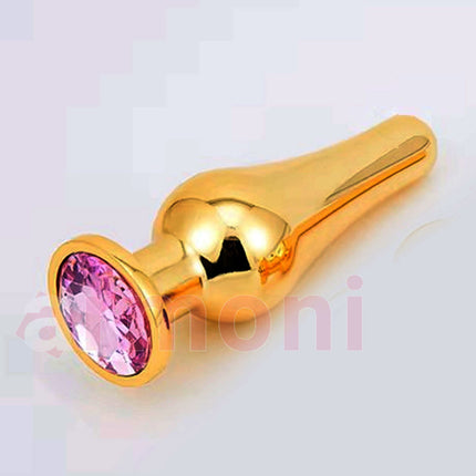 Lazer Kesim Yumusatilmis Oval Uçlu Metal Tasli Anal Tapa