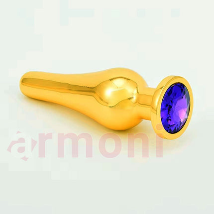 Lazer Kesim Yumusatilmis Oval Uçlu Metal Tasli Anal Tapa