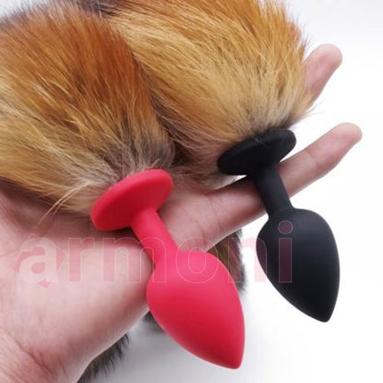 Silikon Uçlu Tilki Kuyruklu Anal Plug  7cm x 2,7cm