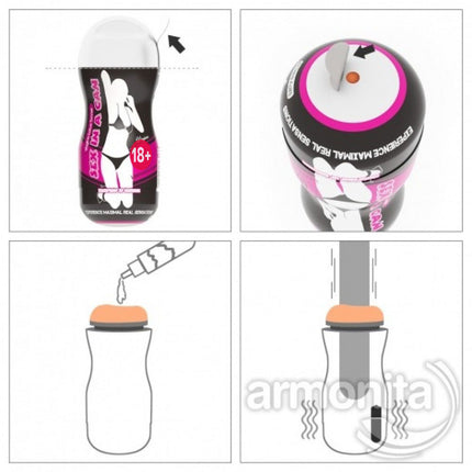 El Tipi Vaginal Stamina Kanal Dokulu Titresimli Mastürbatör