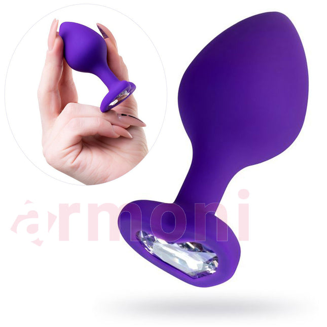 Diamond Heart Silikon Anal Tapa ve Tikaç Mor 7cm X 2cm