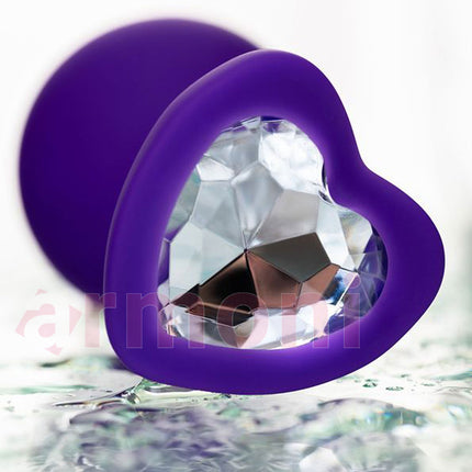 Diamond Heart Silikon Anal Tapa ve Tikaç Mor 7cm X 2cm