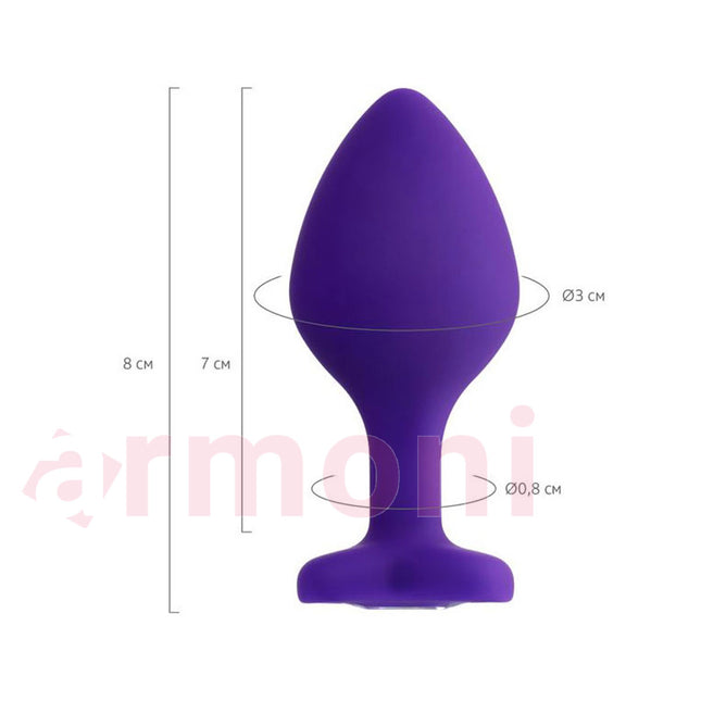 Diamond Heart Silikon Anal Tapa ve Tikaç Mor 7cm X 2cm