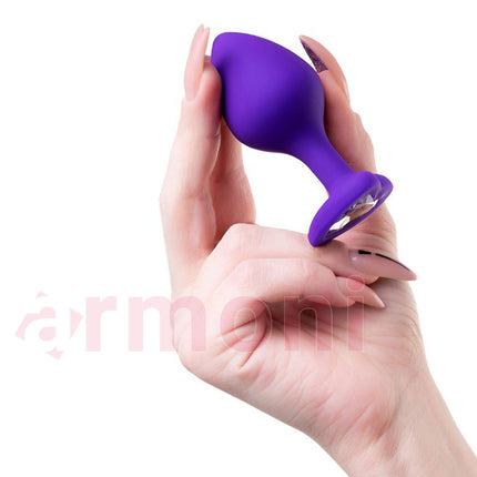 Diamond Heart Silikon Anal Tapa ve Tikaç Mor 7cm X 2cm