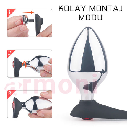 Modüler Anal Plug ve Çift Penis Halkasi Seti UNISEX 5cm - 6 cm - 7 cm