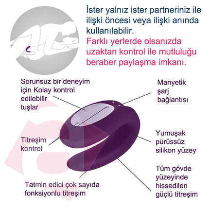 Telefon veya Manuel Uzak Kontrollü Satisfyer Double Whale Orgazm Vibratörü