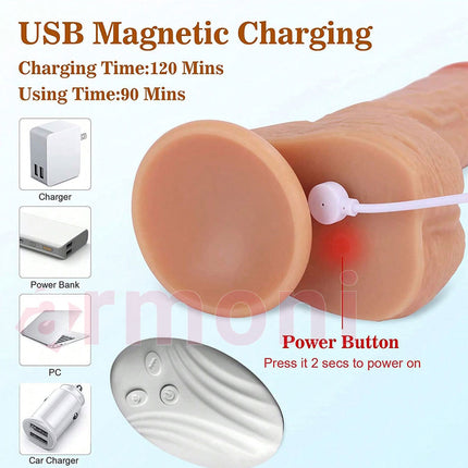 Isitmali, Titresimli, Hareketli ve Uzaktan Kumandali Realistik Penis 22cmX17cmX4cm