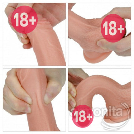 Çift Katman Vantuzlu Damarli Realistik Dildo