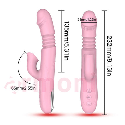 Isitmali Tavsan Vibratör – Teleskopik, Klitoral Uyaricili, USB Sarjli 23 cm X 13,5 cm X 3,3 cm