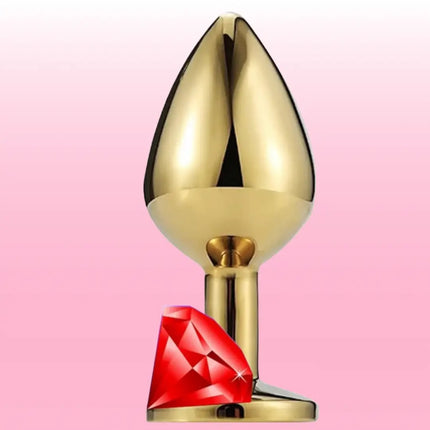 Gold Kirmizi Tasli Metal Anal Tapa Large