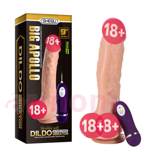 Büyük Realitik Penis Apollo. Kalin ve 20 Fonksiyonlu Titresimli Vantuzlu ve Damarli 20cmX5cm