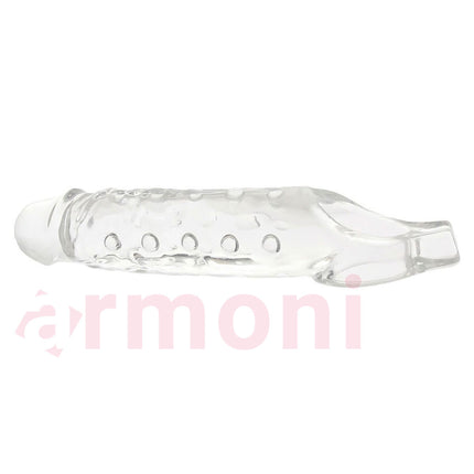 Silikon Testislerden Baglamali Uzatmali Penis Kilifi 19cmX4,7cm ve 3,5 cm Uzatma