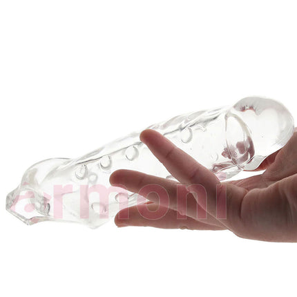 Silikon Testislerden Baglamali Uzatmali Penis Kilifi 19cmX4,7cm ve 3,5 cm Uzatma