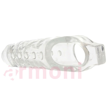 Silikon Testislerden Baglamali Uzatmali Penis Kilifi 19cmX4,7cm ve 3,5 cm Uzatma