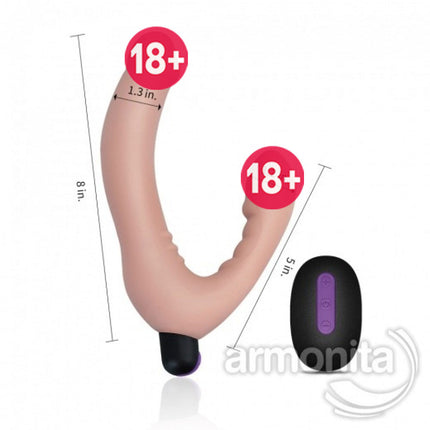 Çift Tarafli Uzaktan Kumandali Titresimli Realistik Strapon Dildo