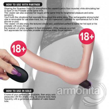 Çift Tarafli Uzaktan Kumandali Titresimli Realistik Strapon Dildo