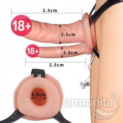 Çift Tarafli Titreslimli  Unisex Hollow Strap On