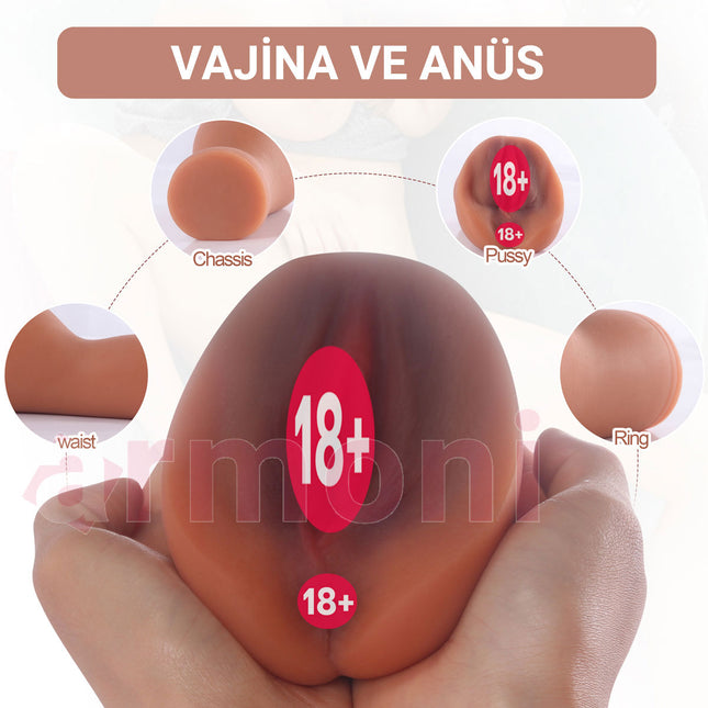 Güçlü Emme ve Sikistirmali Anal Vajinal Realistik Esmer Vajina Jayne