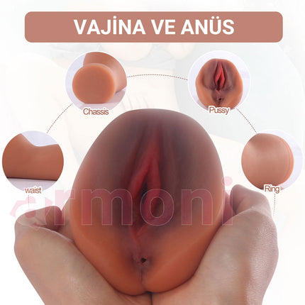 Güçlü Emme ve Sikistirmali Anal Vajinal Realistik Esmer Vajina Jayne
