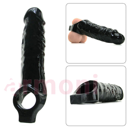 Testislerden Baglamali Uzatmali Zenci Penis Kilifi 19cmX4,7cm ve 3,5 cm Uzatma