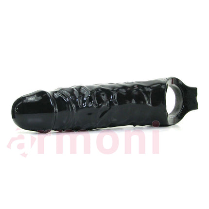Testislerden Baglamali Uzatmali Zenci Penis Kilifi 19cmX4,7cm ve 3,5 cm Uzatma